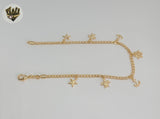 (1-0102) Gold Laminate - 3mm Curb Link Charms Anklet - 9.5” - BGF