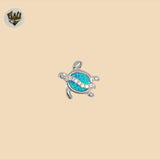 (2-1465) 925 Sterling Silver - Opal Turtle Pendants.