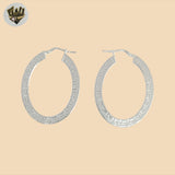 (2-4107) 925 Sterling Silver - Flat Greek Hoops.