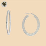 (2-4107) 925 Sterling Silver - Flat Greek Hoops.