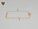 (1-0251) Gold Laminate - Saint Benedict  Anklet - 10" - BGF