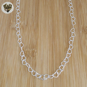 (sv-hrt-01) 925 Sterling Silver - Heart Link Chain.