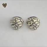 (4-0055-5) Stainless Steel - Carved Stone Ring.