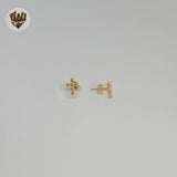 (1-1148-2) Gold Laminate - Stud Cross Earrings - BGF