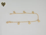 (1-0135) Gold Laminate - 2.5mm Link Flower Anklet - 9.5" - BGF