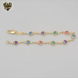 (1-0646-1) Gold Laminate - 2.5mm Multicolor Fishes Bracelet - 7.5" - BGF