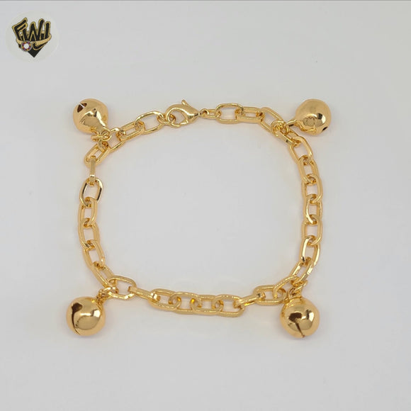 (1-0576) Gold Laminate - 5.5mm Link Bells Bracelet - 7.5