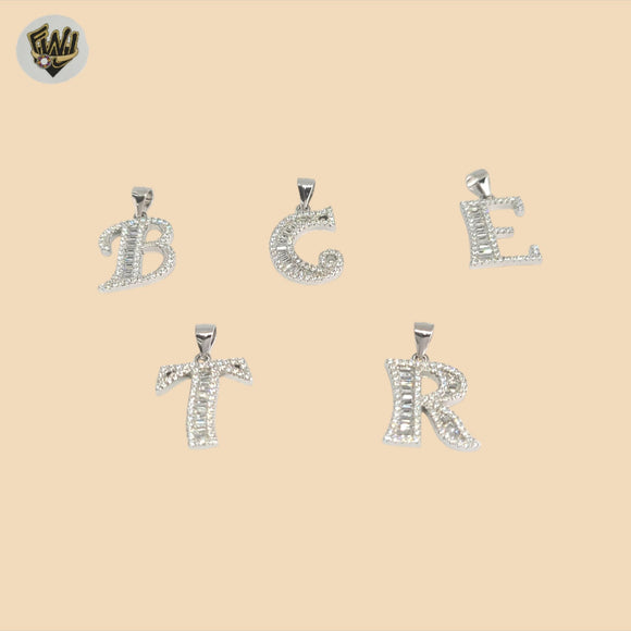 (2-2122-1) 925 Sterling Silver - Zircon Letters Pendants.