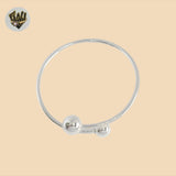 (2-0690) Plata de ley 925 - Brazalete con bolas clásicas abiertas de 3 mm - 2,1/2"