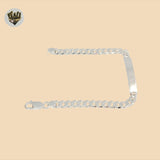 (2-0495) Plata de ley 925 - Pulsera con placa de eslabones Figaro de 7 mm - 9"