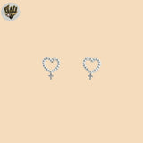 (2-3098-1) 925 Sterling Silver - Heart Stud Earrings.