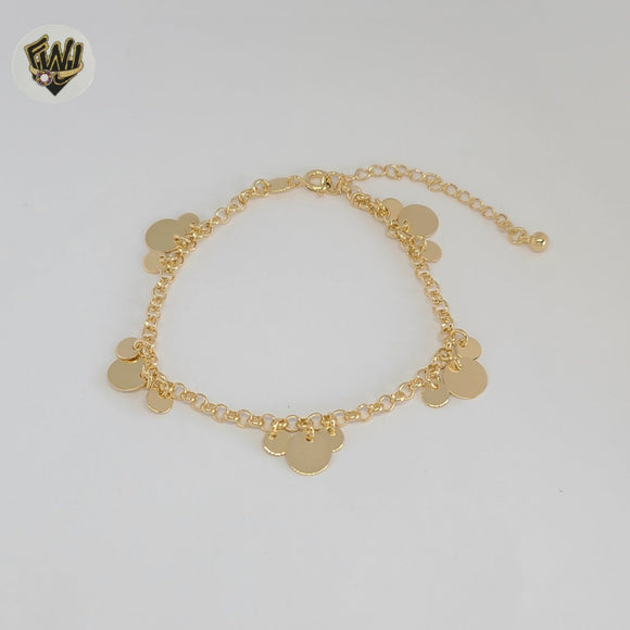 (1-0738) Gold Laminate - Circles Charms Bracelet - 7