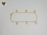 (1-0135) Gold Laminate - 2.5mm Link Flower Anklet - 9.5" - BGF