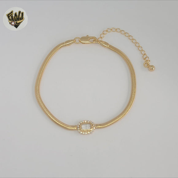 (1-0497) Laminado de oro - Pulsera con osito de peluche de 5 mm - 7