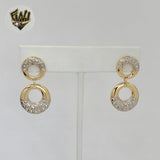 (1-1209-7) Gold Laminate - Two Tones Long Earrings - BGO