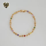 (1-60087) Laminado de oro - Brazalete multicolor de 5 mm - 7,5" - BGO