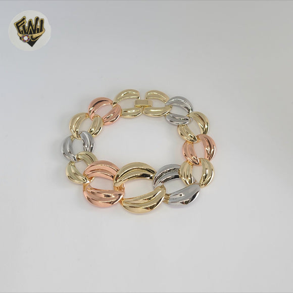 (1-0828) Gold Laminate - 27mm Three Tones Bracelet - 7.5” - BGO