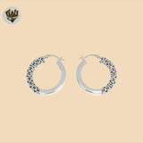 (2-4101) 925 Sterling Silver - Carved Hoops.