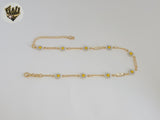 (1-0248-1) Gold Laminate -  Flowers Anklet - 10" - BGF