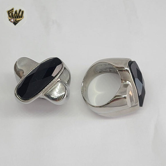 (4-0078) Acero inoxidable - Anillo para hombre con circonitas talladas.