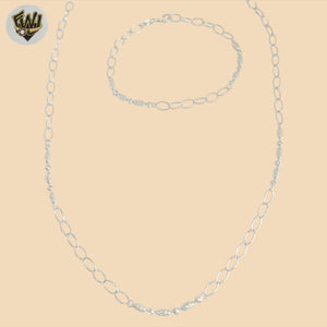 (2-66085) 925 Sterling Silver - 4mm Alternative Oval Chain Set.