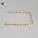 (1-0788) Gold Laminate - 4mm Pearls Link Bracelet - 7.5" - BGF