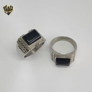 (4-0021-1) Stainless Steel - Stone Men Ring.