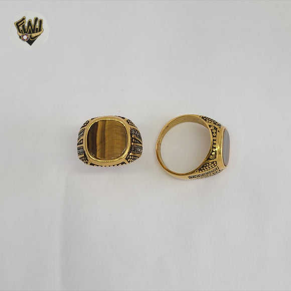 (4-0082-1) Stainless Steel -Tigers Eye Rings.