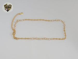 (1-0205) Gold Laminate - Pearls Anklet - 10" - BGF