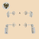 (2-3131) 925 Sterling Silver - Square Zircon Stud Earrings. - Fantasy World Jewelry