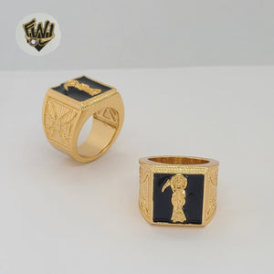 (1-3149-1) Gold Laminate - Saint of Death Square Men Ring - BGO