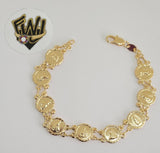 (1-0832) Gold Laminate - 11mm Medals Bracelet - 7.5" - BGF - Fantasy World Jewelry