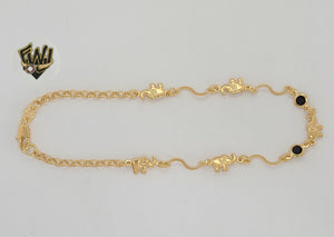 (1-0097) Gold Laminate - 3mm Rolo Link Elephants Anklet - 10" - BGF