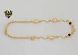 (1-0097) Gold Laminate - 3mm Rolo Link Elephants Anklet - 10" - BGF