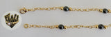 (1-60006) Gold Laminate-2mm Link Kids Bracelet w/ Beads- 6" - BGO - Fantasy World Jewelry