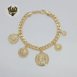 (1-0470) Gold Laminate - 6mm Curb Medals Bracelets - BGF - Fantasy World Jewelry