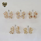 (1-2663-3) Gold Laminate - Zircon Flower Hoops - BGO