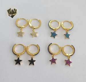 (1-2676-I) Gold Laminate - Crystal Star Huggies - BGO - Fantasy World Jewelry