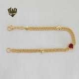 (1-0451) Gold Laminate - 4mm Curb Link Hearts Bracelet - BGF