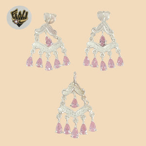 (2-6393) 925 Sterling Silver - Zircon Set. - Fantasy World Jewelry