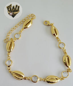 (1-0756) Gold Laminate -8mm Alternative Link Bracelets w/ Stones- 7" -BGO - Fantasy World Jewelry