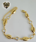 (1-0756) Gold Laminate -8mm Alternative Link Bracelets w/ Stones- 7" -BGO - Fantasy World Jewelry