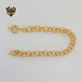 (1-0500) Gold Laminate - 8mm Rolo Link Heart Bracelet - 7.5" - BGO