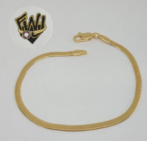 1-0630) Gold Laminate - 6mm Leaf Bracelet - 7.5