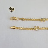 (1-0540) Gold Laminate -3mm Bismarck Link Bracelet w/Elephants- 7.5''-BGF - Fantasy World Jewelry