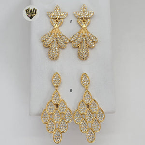 (1-1215-C) Gold Laminate - Long Earrings - BGO - Fantasy World Jewelry