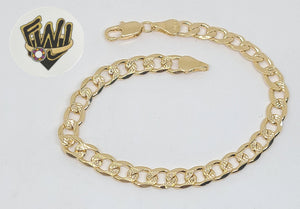 (1-0417) Gold Laminate - 6mm D/C Curb Link Bracelet - 7.5'' - BGF - Fantasy World Jewelry