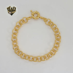 (1-0500) Gold Laminate - 8mm Rolo Link Heart Bracelet - 7.5" - BGO