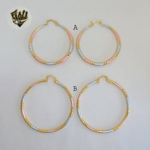 (1-2773-1) Gold Laminate - Three Tone Hoops - BGO