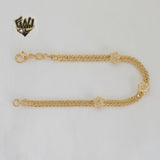 (1-0451-1) Gold Laminate - 4mm Double Curb Link Flowers Bracelet - BGF